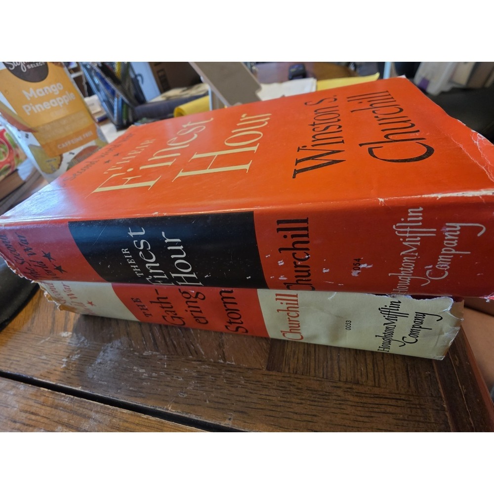 2- Antique WWII History "Their Finest Hour" & The Gathering Storm" Winston S....